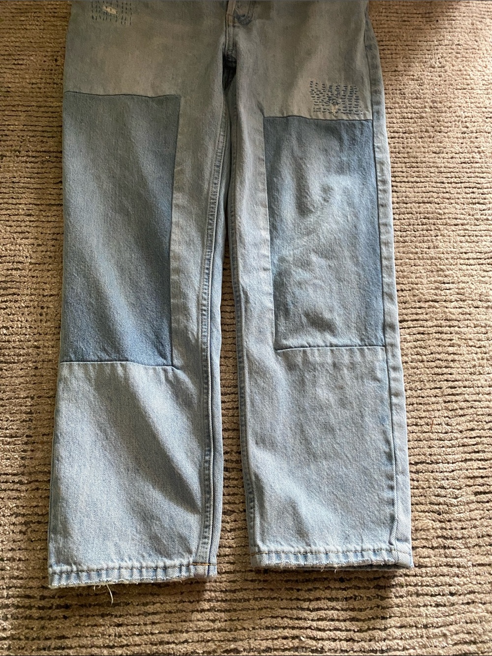 Everlane Two-Tone Patch and hand stitch mend cropped  Jeans - Picture 7 of 10
